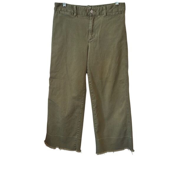 GAP Green Wide Leg High Rise Raw Hem Womens Pants 8R - Picture 1 of 10
